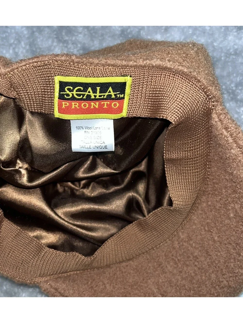 Vintage Scala Pronto Brown Wool Newsboy Cap Unisex One Size-100% Wool
